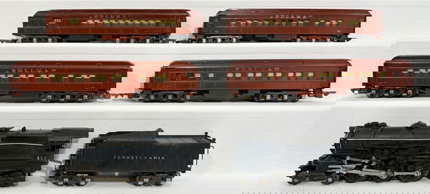 American Flyer Prewar 3/16s Gauge 559 Locomotive/558C Tender with 521-524-524-524 Brown 6 Wheel Cars