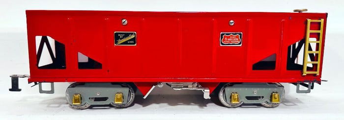 American Flyer Prewar Wide Gauge 4006 red Hopper with gray flex trucks