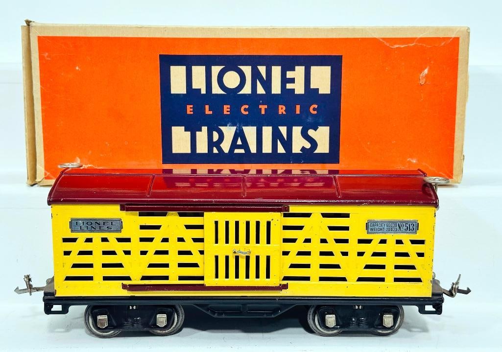 Lionel Prewar Standard Gauge 513 cream and maroon Cattle Car (1 of 8)