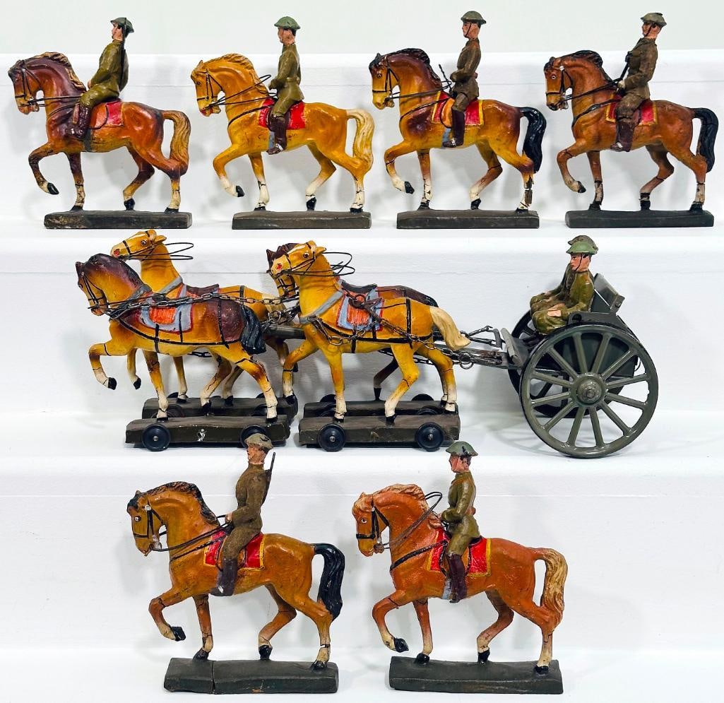 Lineol Prewar Toy Soldiers and 4 Horse Wagon (1 of 6)