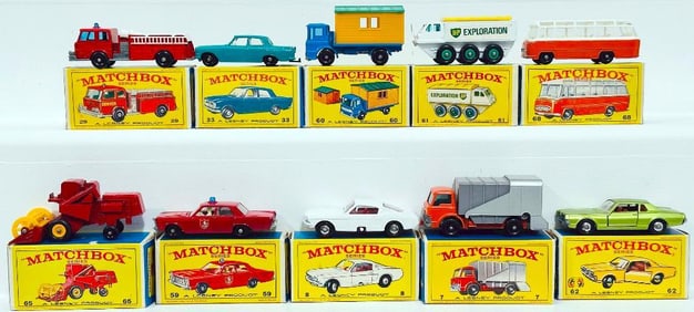 Matchbox Vintage Ten (10) Assorted Die - Cast Vehicles Boxed