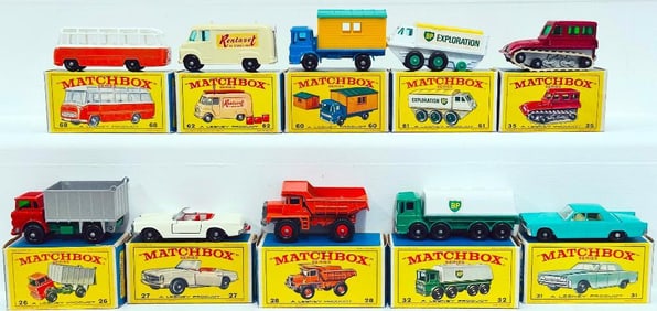 Matchbox Vintage Ten (10) Assorted Die - Cast Vehicles Boxed