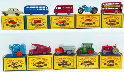 Matchbox Vintage Ten (10) Assorted Die - Cast Vehicles Boxed