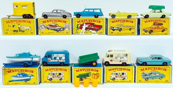 Matchbox Vintage Ten (10) Assorted Die - Cast Vehicles Boxed