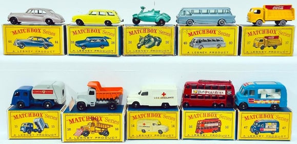 Matchbox Vintage Ten (10) Assorted Die - Cast Vehicles Boxed