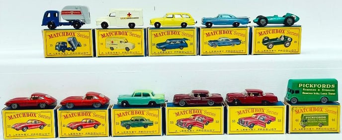 Matchbox Vintage Eleven (11) Assorted Die - Cast Vehicles Boxed