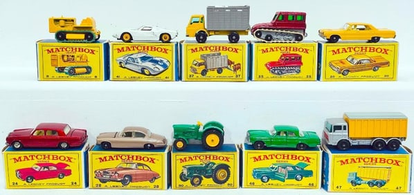 Matchbox Vintage Ten (10) Assorted Vehicles Boxed