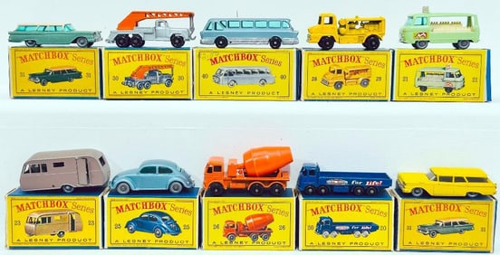 Matchbox Vintage Ten (10) Assorted Die - Cast Vehicles Boxed