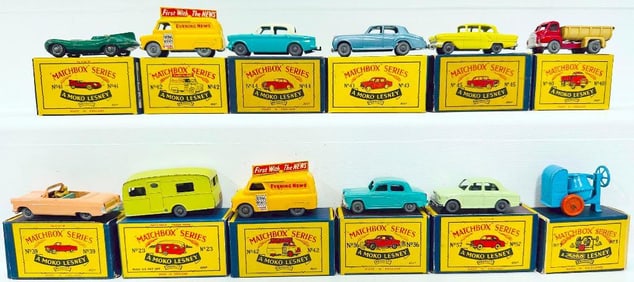 Matchbox Vintage Twelve (12) Assorted Die - Cast Vehicles Boxed