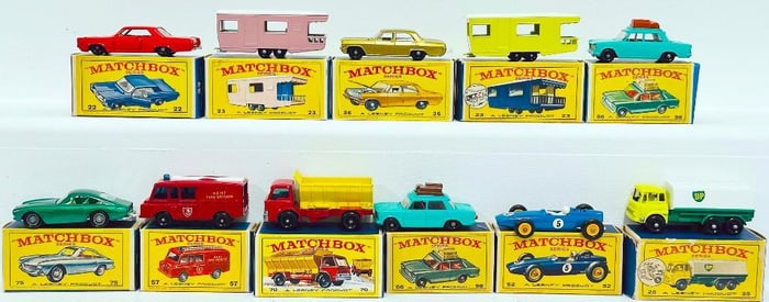 Matchbox Vintage Eleven (11) Assorted Die - Cast Vehicles Boxed