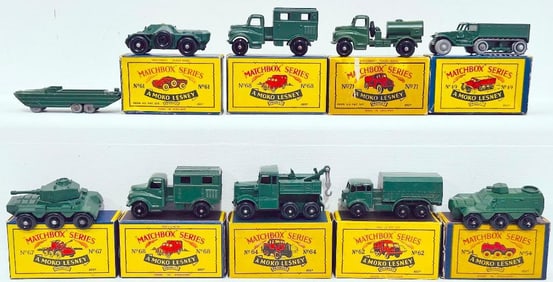 Matchbox Vintage Assorted Die - Cast Army Vehicles and Weapons Boxed