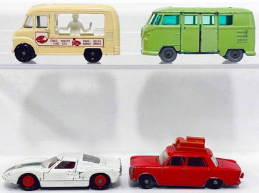 Matchbox Vintage 47 Commer Ice Cream Canteen - 34 Volkswagen Carvette - 56 Fiat 1500 - 41 Ford GT