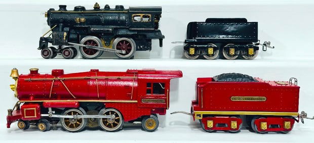 Ives Prewar O Gauge 1122 red Locomotive and Tender and 1120 Black Locomotive and Tender