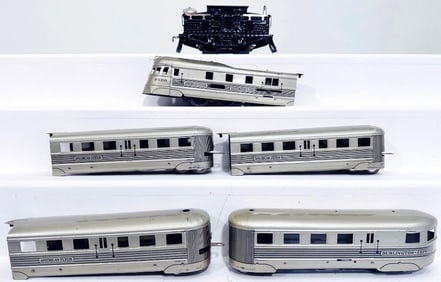 American Flyer Prewar O Gauge 9900 5 Car Zephyr Streamliner and 1218 Black Electric Locomotive