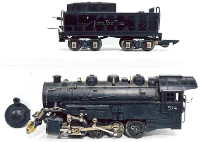 American Flyer Prewar O Gauge 574 0- 8 - 0 Loco and Tender RARE