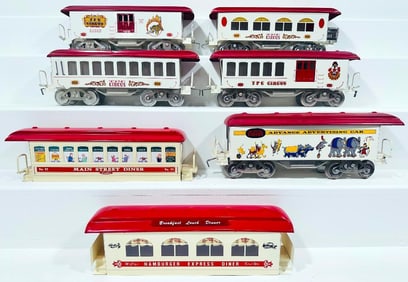 McCoy Modern Standard Gauge Five (5) Circus Cars and Main Street Diner X2