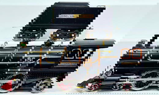 Unknown Manufacturer Modern Standard Gauge Lionel Lines Black and Brass replica 4 - 4 - 2 Locomotive: Unknown Manufacturer Modern Standard Gauge Lionel Lines Black and Brass replica 4 - 4 - 2 Locomotive with 384T Tender, in C7 or better.