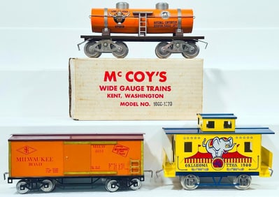 McCoy Modern Standard Gauge Three (3) Assorted Freight Cars