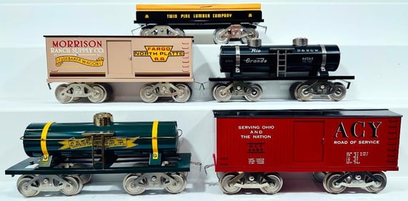 McCoy Modern Standard Gauge Five (5) Assorted Freight Cars Boxed