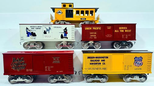McCoy Modern Standard Gauge Five (5) Assorted Freight Cars Boxed