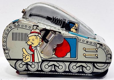 Marx Postwar Toys Sparkling Turnover Tank Windup Popeye