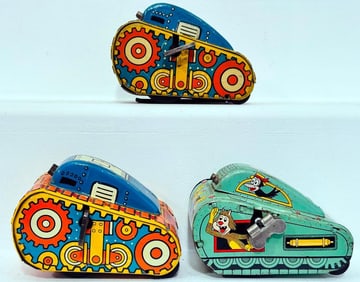 Marx Postwar Toys Sparkling Tank Windup X3