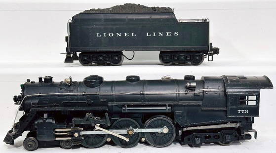 Lionel Postwar O Gauge 773 Hudson Locomotive from 1964 and 2426W Tender from 1950: Lionel Postwar O Gauge 773 Hudson Locomotive from 1964 and 2426W Tender from 1950, with the 773 in C6 or better and the 2426W in C7.
