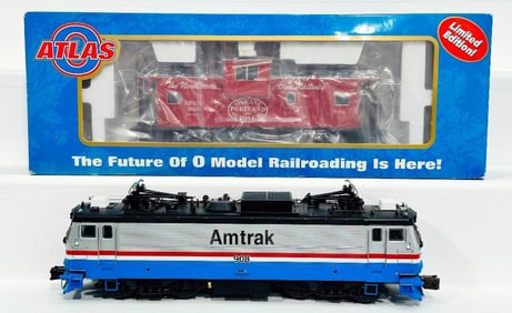 Atlas Modern O Gauge EV Caboose Boxed and Amtrak Metro Diesel Locomotive