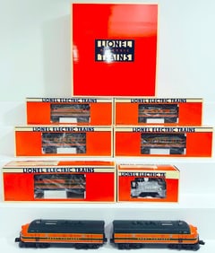 Lionel Modern O Gauge Great Northern F–3 A–B–A Diesel Units and Five Assorted Great Northern