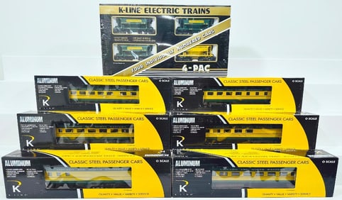 K-Line Modern O Gauge C&NW 21 inch Extruded Aluminum Observation & Parlor Car/Coach Car/Baggage