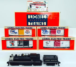 Lionel Modern O Gauge Western Maryland Shay Locomotive/Disney World 20th Anniversary Hi Cube Box Car
