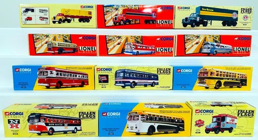 Corgi Classics Diecast Twelve (12) Assorted Trucks and Buses Boxed