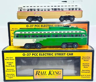MTH Modern O Gauge San Francisco PCC Car and Philadelphia Septa PCC Electric Street Car Boxed