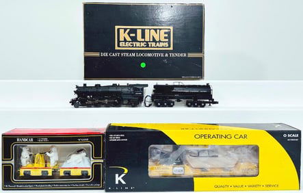 K-Line Modern O Gauge Southern Pacific Semi–Scale Diecast Steam Engine and Diecast Vanderbilt