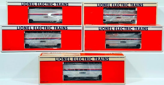 Lionel Modern O Gauge Five (5) Assorted Amtrak Passenger Cars