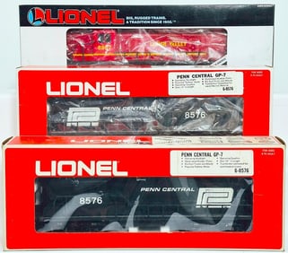 Lionel Modern O Gauge Penn Central GP -7 Switcher X2 and Lehigh Valley RS -3 Switcher