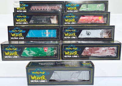 Weaver Models Modern O Gauge Nine (9) Assorted Freight Cars Boxed