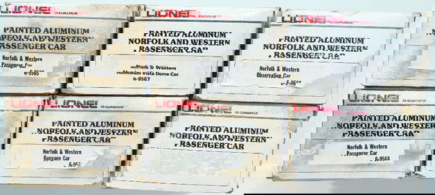 Lionel Modern O Gauge Six (6) Assorted Norfolk and Western Passenger Cars Boxed