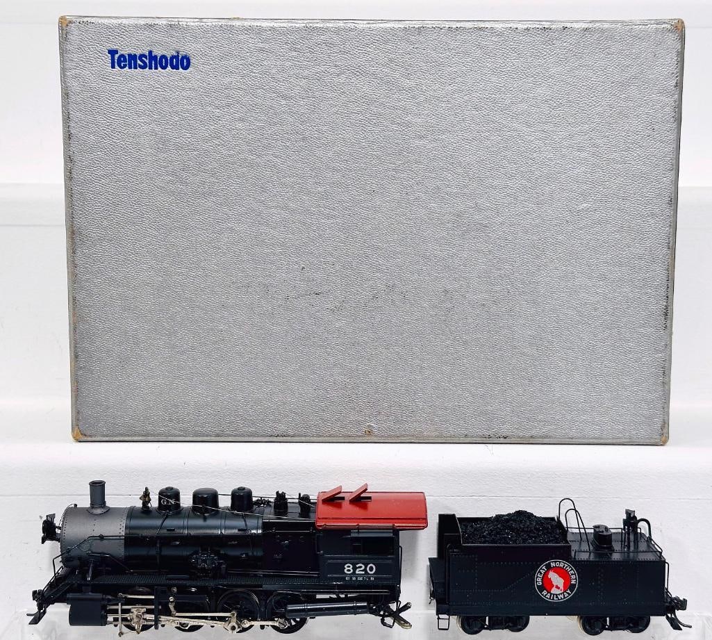 Tenshodo Postwar HO Scale Great Northern 0 -8 -0 Class C -1 Locomotive and Tender: Tenshodo Postwar HO Scale Great Northern 0 -8 -0 Class C -1 Locomotive and Tender, in C8 or better and with its original box.
