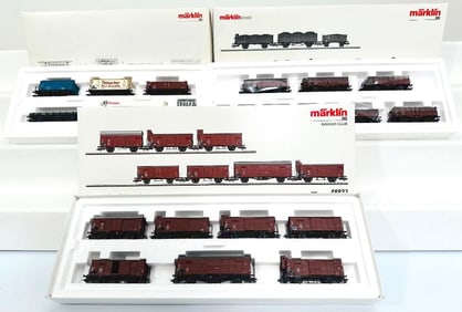 Marklin Modern HO Scale 4 Car Freight Car Set #48808 -7 Car Freight Car Set #46026 -7 Freight Car