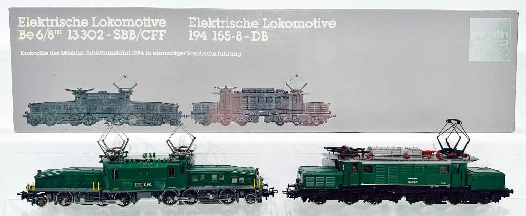 Marklin Modern HO Scale Crocodile and Electric Locomotive 125th Anniversary #3300: Marklin Modern HO Scale Crocodile and Electric Locomotive 125th Anniversary #3300, in C9 and with its original box.