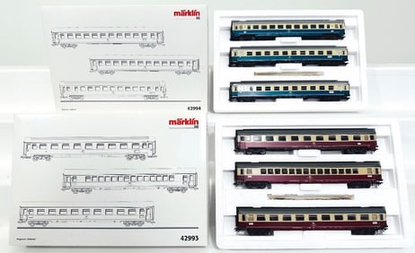 Marklin Modern HO Scale Wagen Set Suewind 3 Car #42994 and Wagen Set Suewind 3 Car #42993