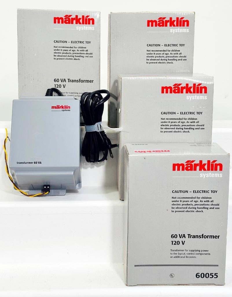 Marklin Modern HO Scale 60VA Transformer 120V #60055 X4: Marklin Modern HO Scale 60VA Transformer 120V #60055 X4, each in C9 and each with its original box.