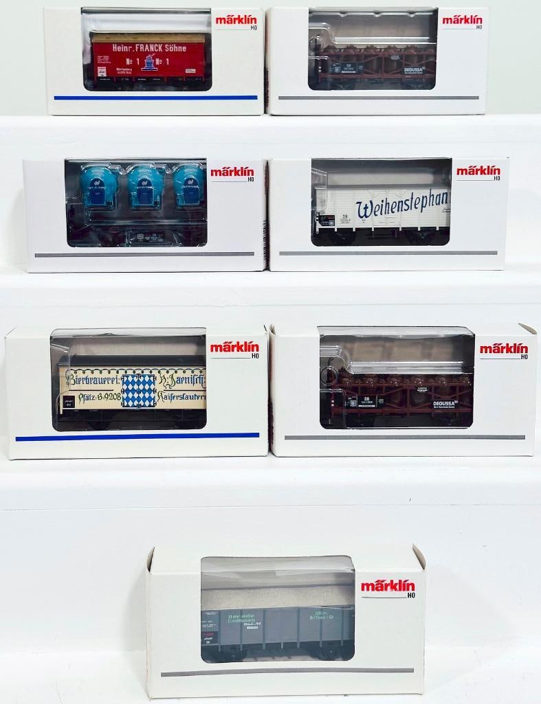Marklin Modern HO Scale Seven (7) Assorted Freight Cars: Marklin Modern HO Scale Seven (7) Assorted Freight Cars, each in C9 and each with its original box.