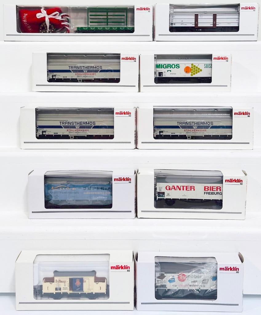 Marklin Modern HO Scale Ten (10) Assorted Freight Cars: Marklin Modern HO Scale Ten (10) Assorted Freight Cars, each in C9 and each in its original box.