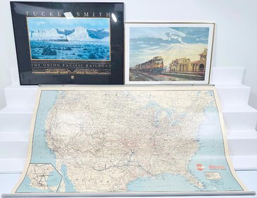 Rollup map Missouri Pacific/Texas and Pacific Mo – PAC – Photograph framed Santa Fe Diesel