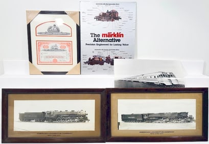 Photographs framed of Old Time Locomotives and Tenders