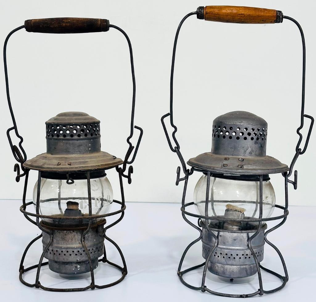 Early RR Lanterns Hiram Piper Co. Silver Kerosene Lantern and CPR AD Lake Kero Gas Lit Lantern (1 of 8)