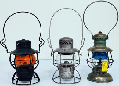 Union Pacific Railroad Silver Kerosene Lantern-no make RR Kerosene Lantern-Great Northern RR Lantern