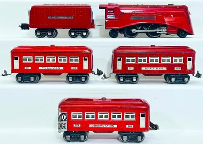 Lionel Prewar O Gauge 264E Red Comet Passenger Set - 1936 version